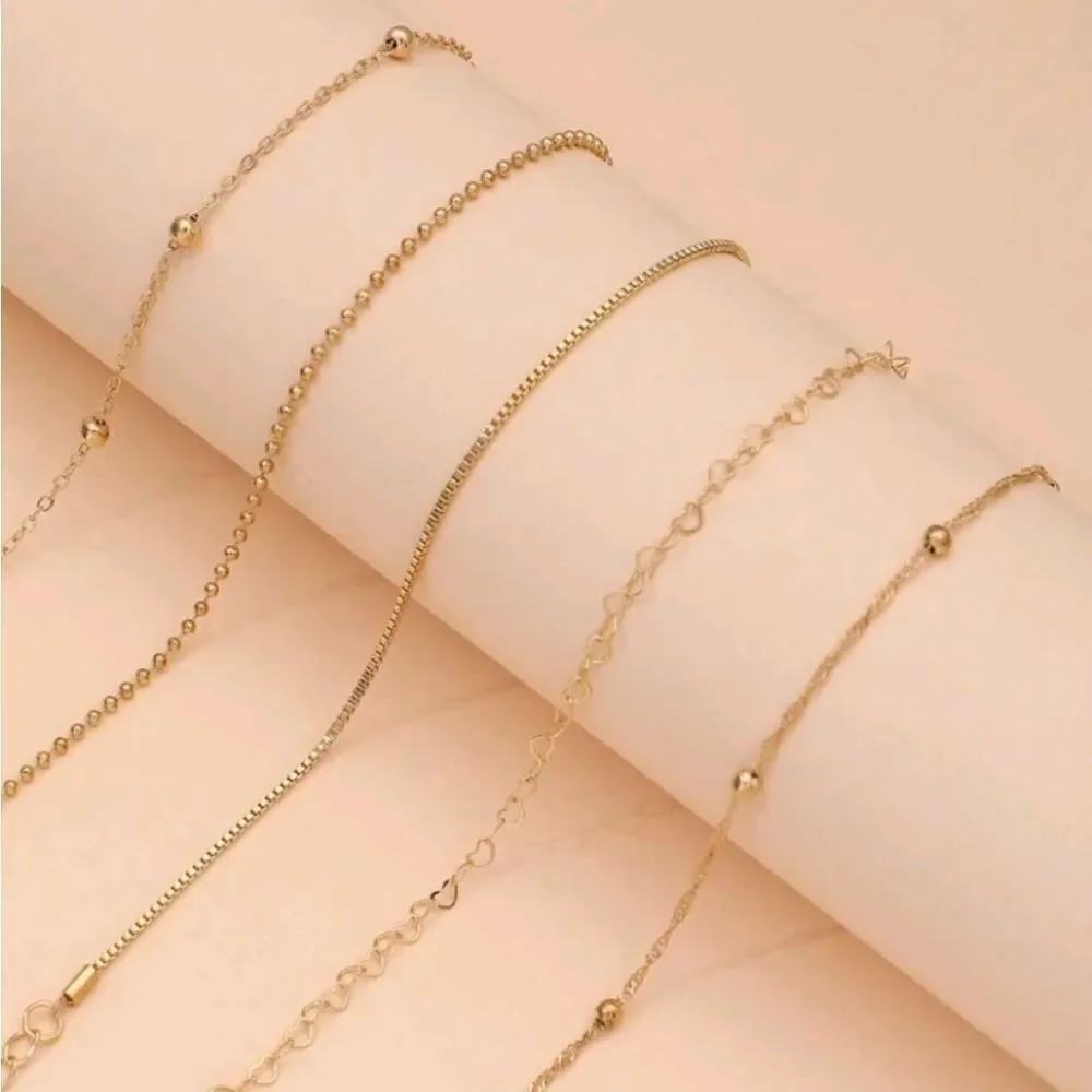 3 for 26 - 5pcs Multi layer Gold Bracelets